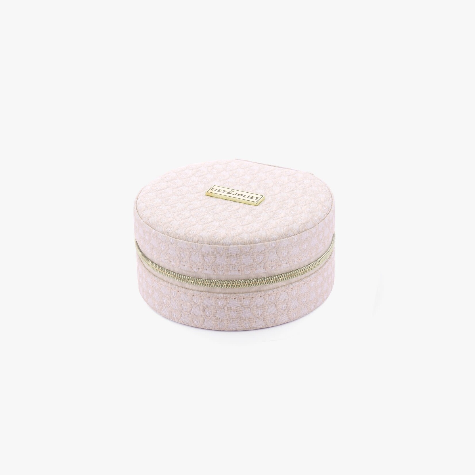 Juwelendoosje ROND met rits - Polyester - Roze - 10 x 10 x 4,7cm