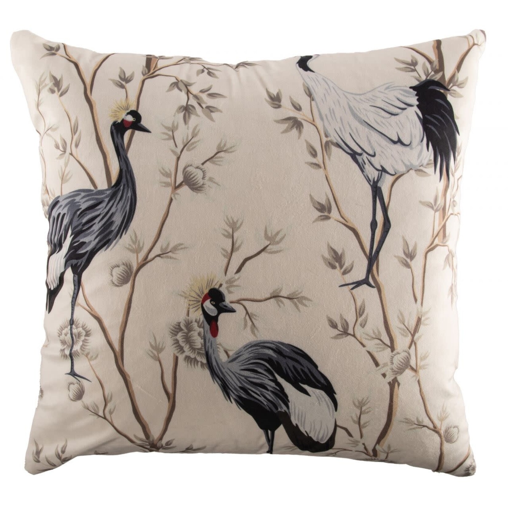 Kussen CRANES in blooming forest - Polyester - 43x43cm