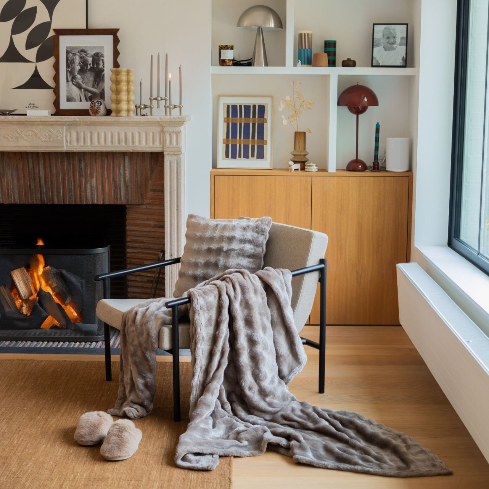 Kussen WAVE - Polyester - Taupe - 45x45cm