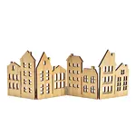 Huizenrij opvouwbaar - Hout - Naturel - 38 x 13cm