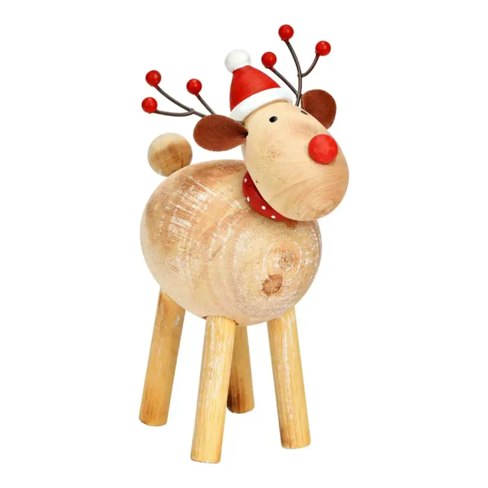 Eland - Hout/Metaal - Naturel/Rood - 10 x 7 x 13cm