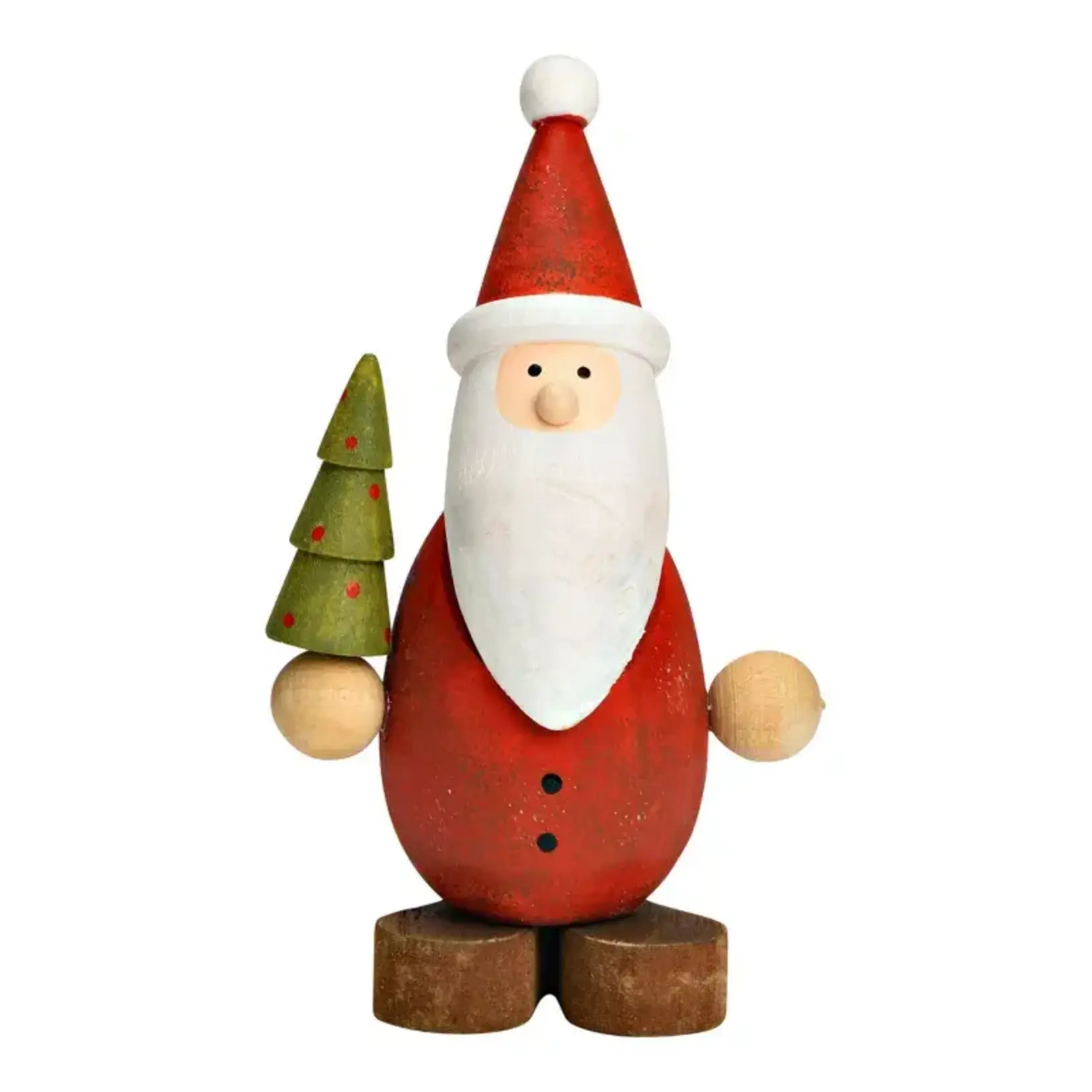 Kerstman met kerstboom - Hout - Rood - 7x12x5cm