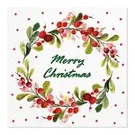 Servetten - "Merry Christmas" - Wit/Rood/Groen - 33x33cm
