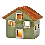 Theelichthuis - Keramiek - Groen - 13x8x11cm