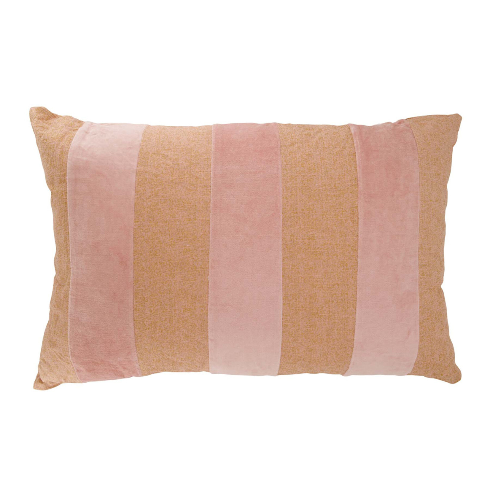 Zusss Kussen - STREEP - Katoen/Velvet - Roze - 60x40cm