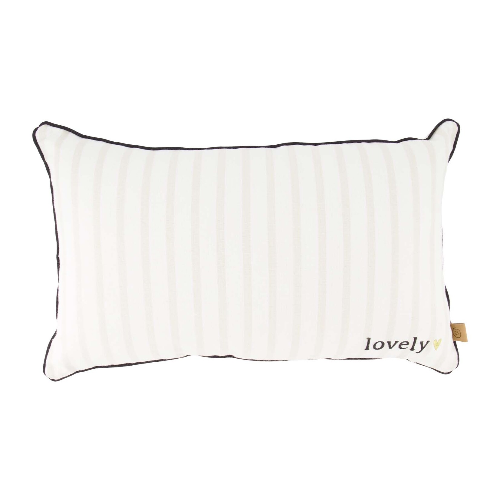 Zusss Kussen - STREEP/"Lovely" - Katoen - Off white/Zand - 50x30cm