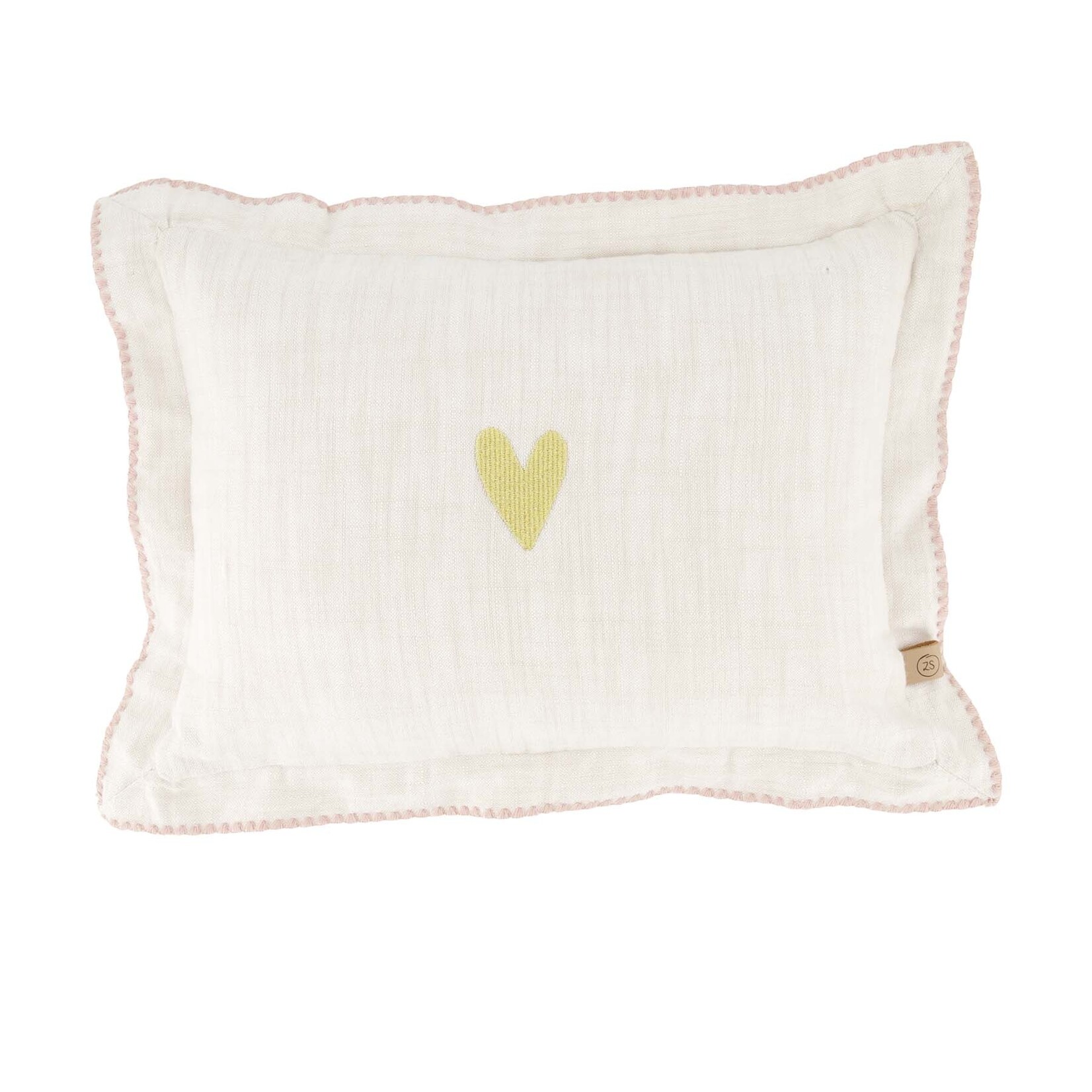 Zusss Kussen - HART/Gestikte rand - Katoen - Off white/Goud - 35x25cm