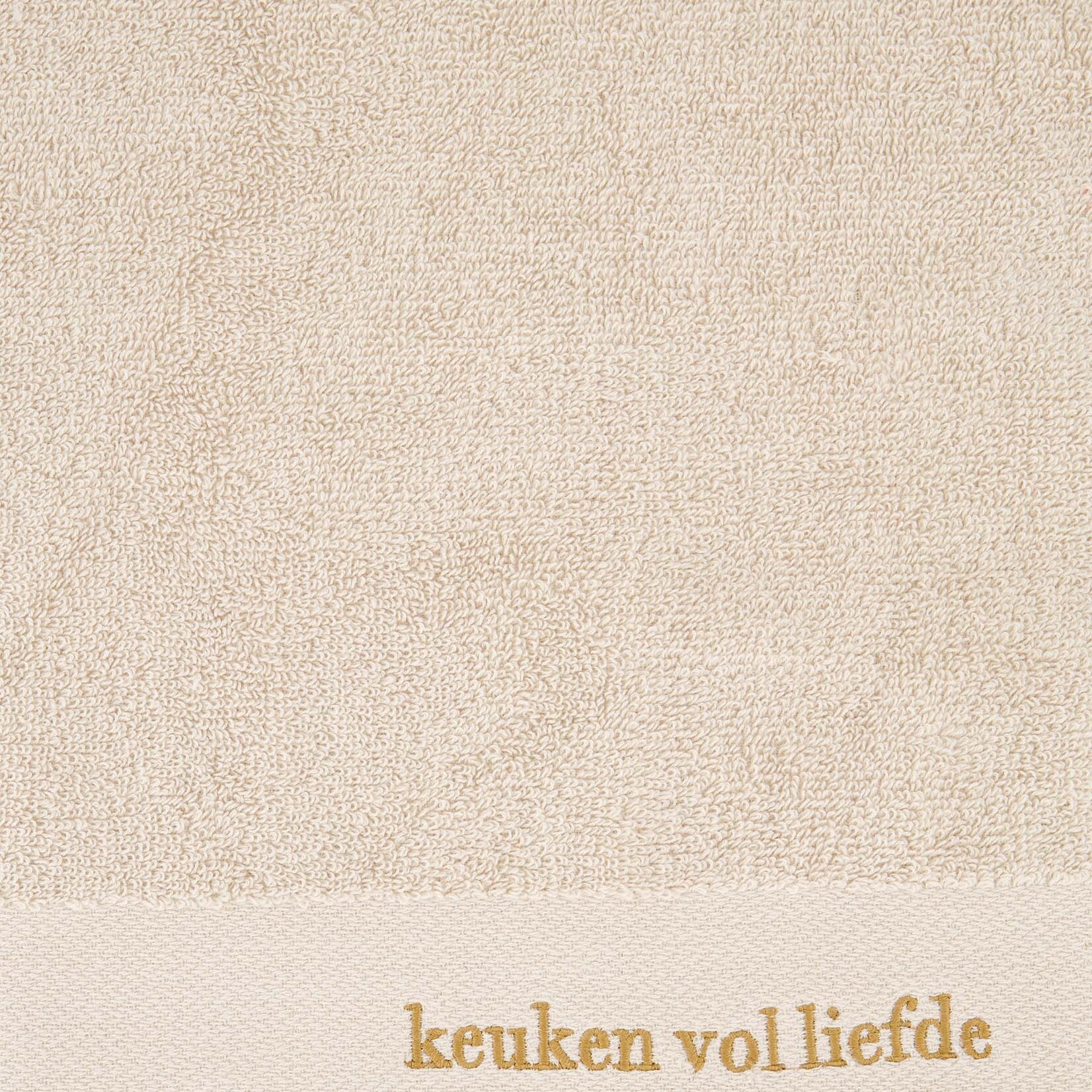 Zusss Hand-/Theedoeken set - "Keuken vol liefde" / Hartjes - Wit/Oker - 70x50cm