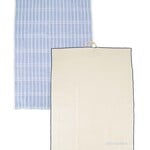 Zusss Hand-/Theedoeken set - "Hello sunshine" / Ruitjes - Grijsblauw/Zand - 70x50cm