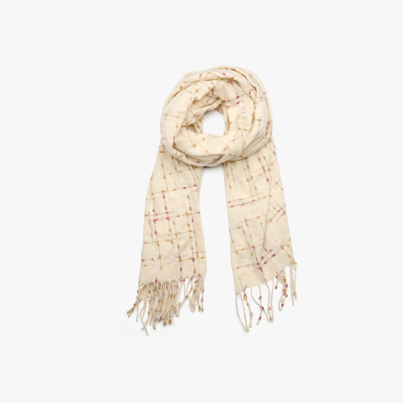 Sjaal Geruit - Polyester - Wit - 180cm