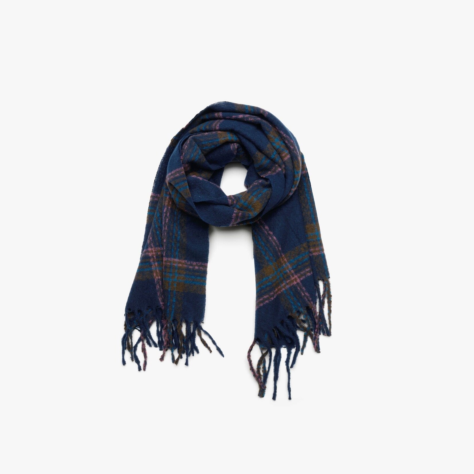 Sjaal Geruit - Polyester - Blauw - 180cm