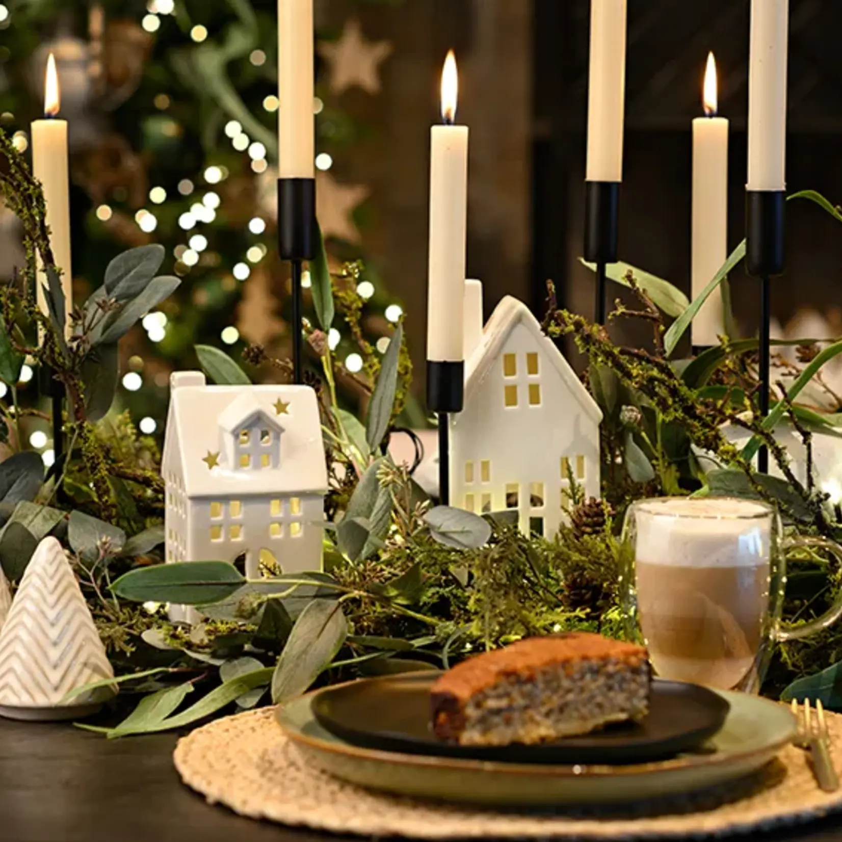 Kerstboom deukjes - Keramiek - Wit - Ø8 x 10cm