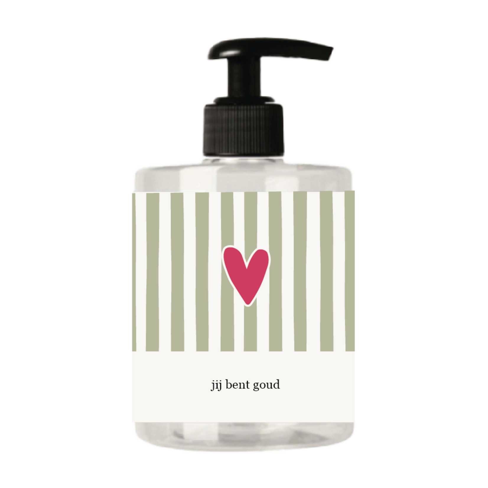 Zusss Handzeep "Jij bent goud"/HART/STREPEN - Wit/Lichtgroen/Fuchsia - 500ml