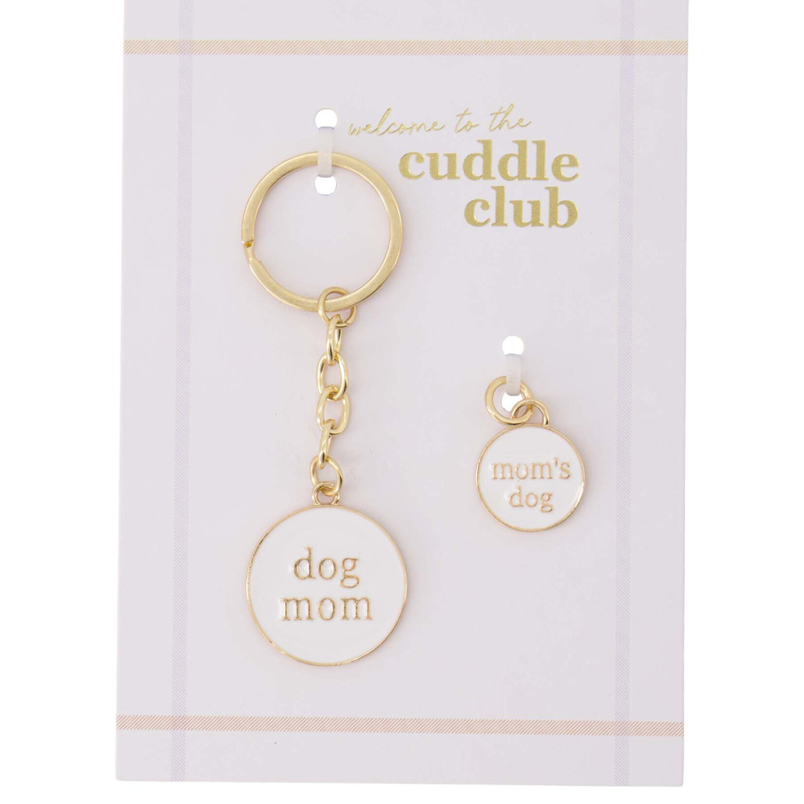 Zusss Ansichtkaart met sleutelhangers / penning - "Dog mom" - Wit/Goud