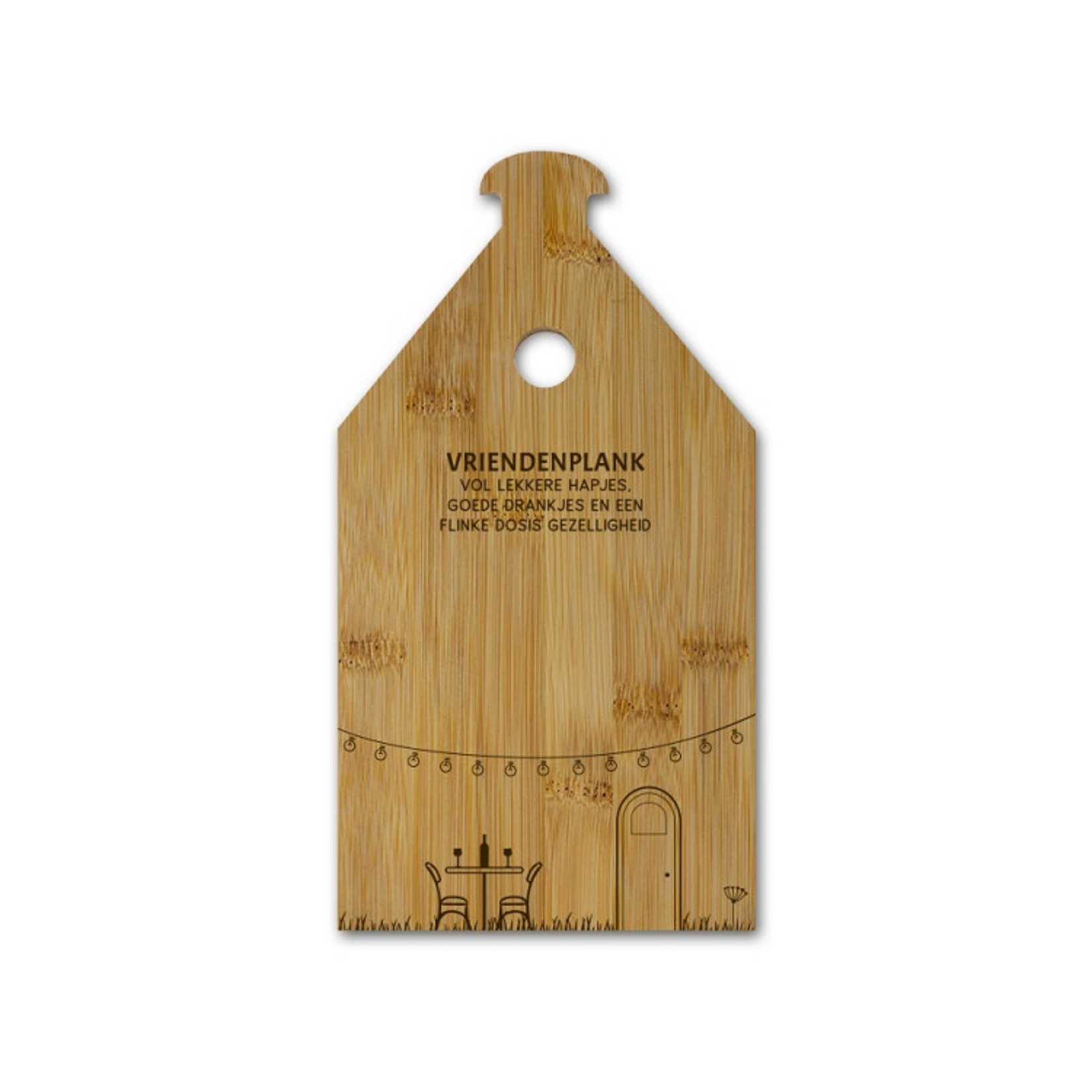 Borrelpandje VRIENDENPLANK - Bamboe - Naturel -14,3 x 26,3 x 1 cm