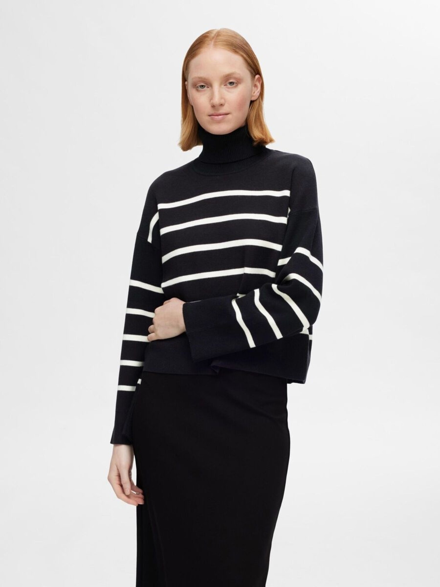 SLFKAMMA LS KNIT ROLL NECK NOOS Black BIRCH FAVORITES