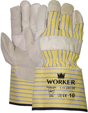 Premium nerflederen handschoen met gele gestreepte kap