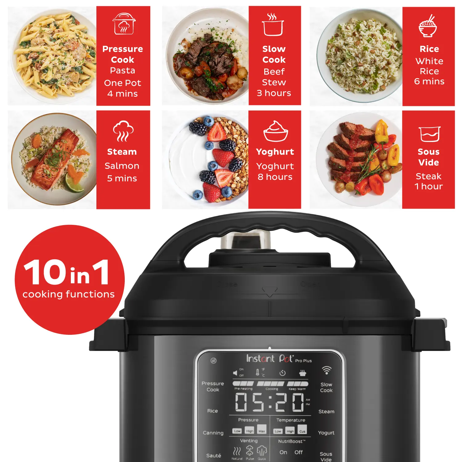 Max Wifi Multi Instant Pot Pro Plus Wi-Fi Sart 10-in-1, Pressure