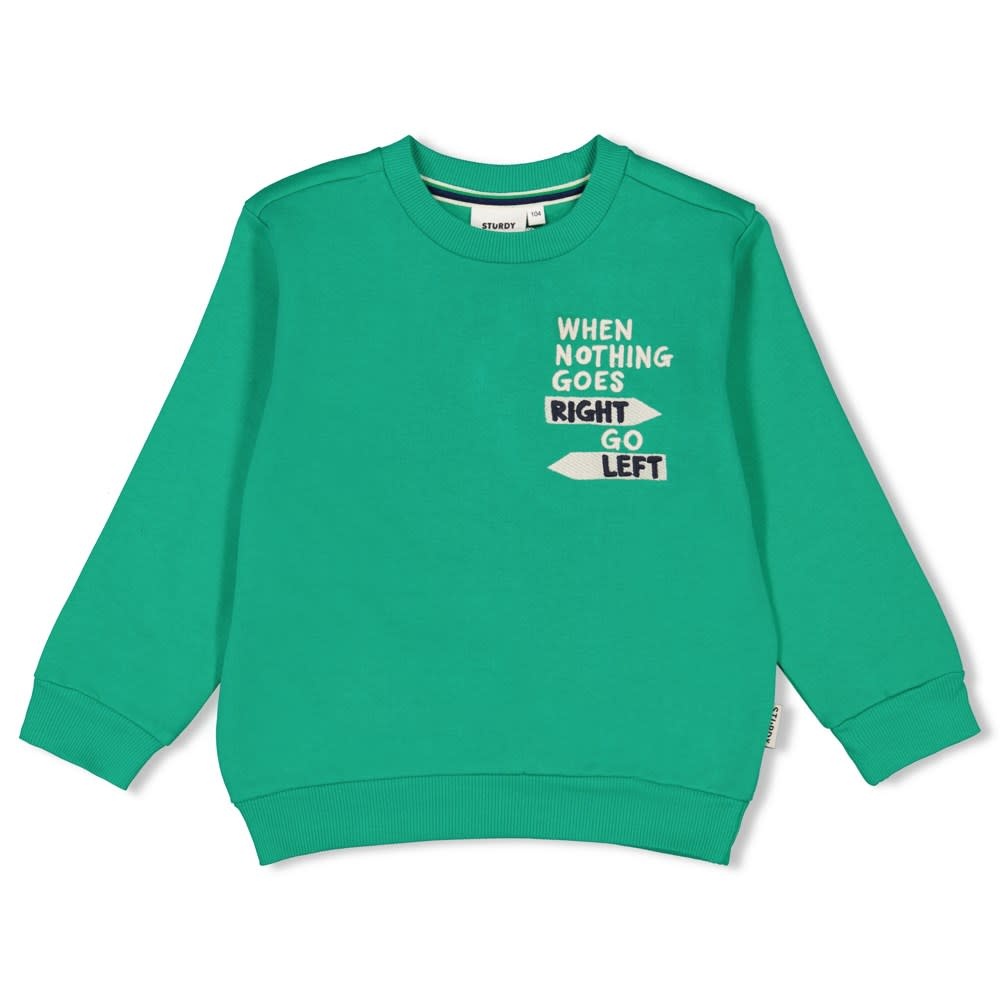 FW Sturdy Sweater Right Left Green Kinderkleding Kamelie