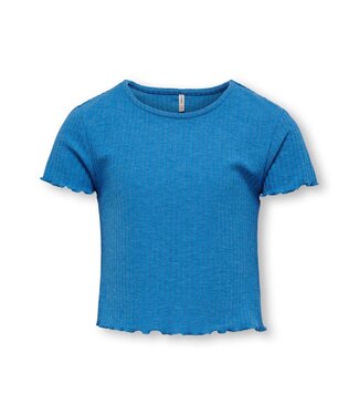 Only Kids SS Kids Only : Cropped T-shirt Nella (French blue)