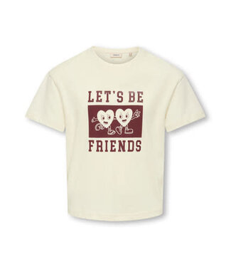 Only Kids FW Kids Only : T-shirt Gitta (Cloud Dancer/Cabernet)