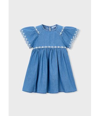 Mayoral SS Mayoral: Jurk broderie 3927 (Medium blue)