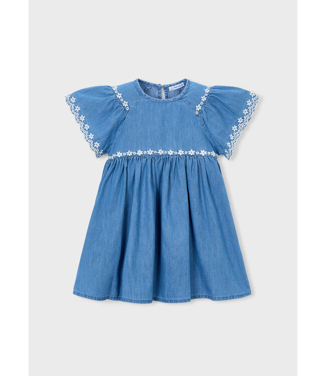 SS Mayoral: Jurk broderie 3927 (Medium blue)