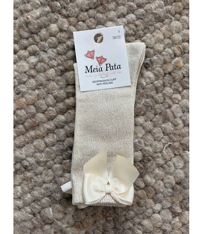 SS Meia pata: Kniekousen strik Ivory Lurex