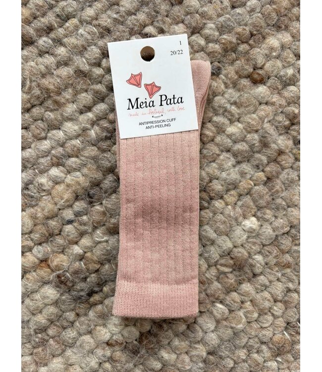 SS Meia Pata: Kniekous Rib Pink Nude