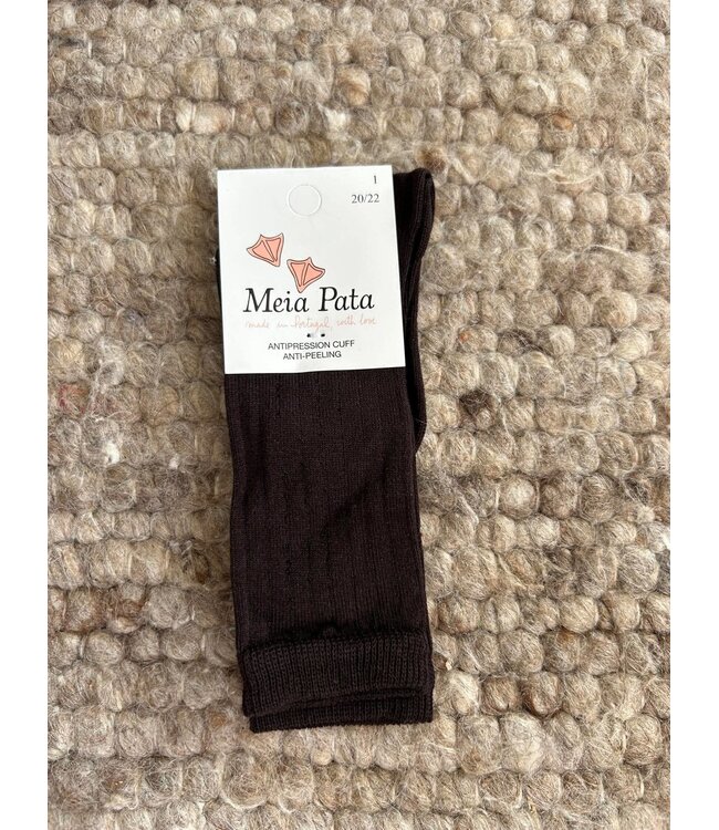 Meia Pata: Kniekous Rib Brown