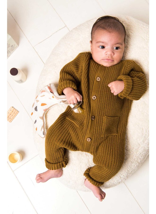 Strampler 50/56 Gestrickt Olive