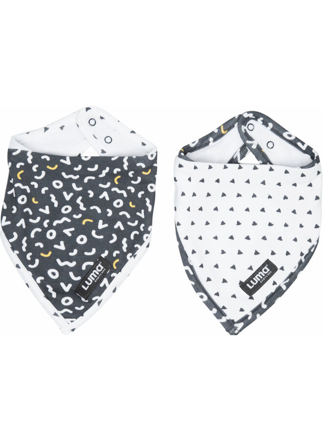 Bandana bib 2-pack LUMA Memphis Grey