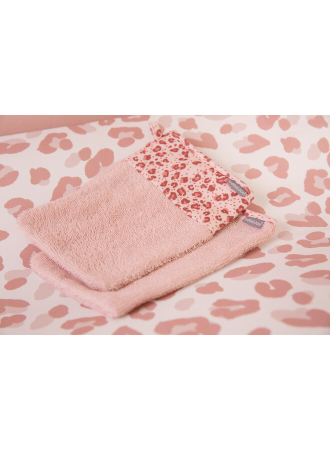 Wash mitt 2 stuks Leopard Pink