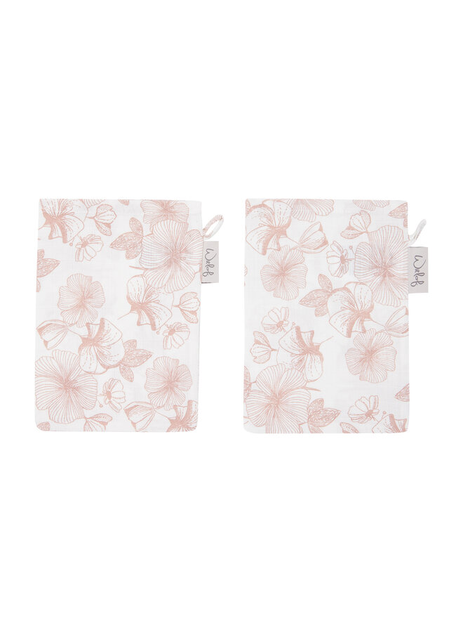 Muslin wash mitt 2 pcs Flower Powder