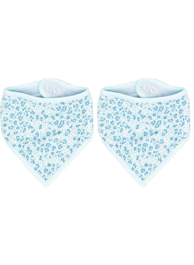 Bandana Bib 2 pcs. Leopard Blue