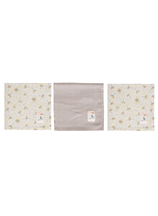 Muslin face cloth 3 pcs. Fabulous Wish Grey