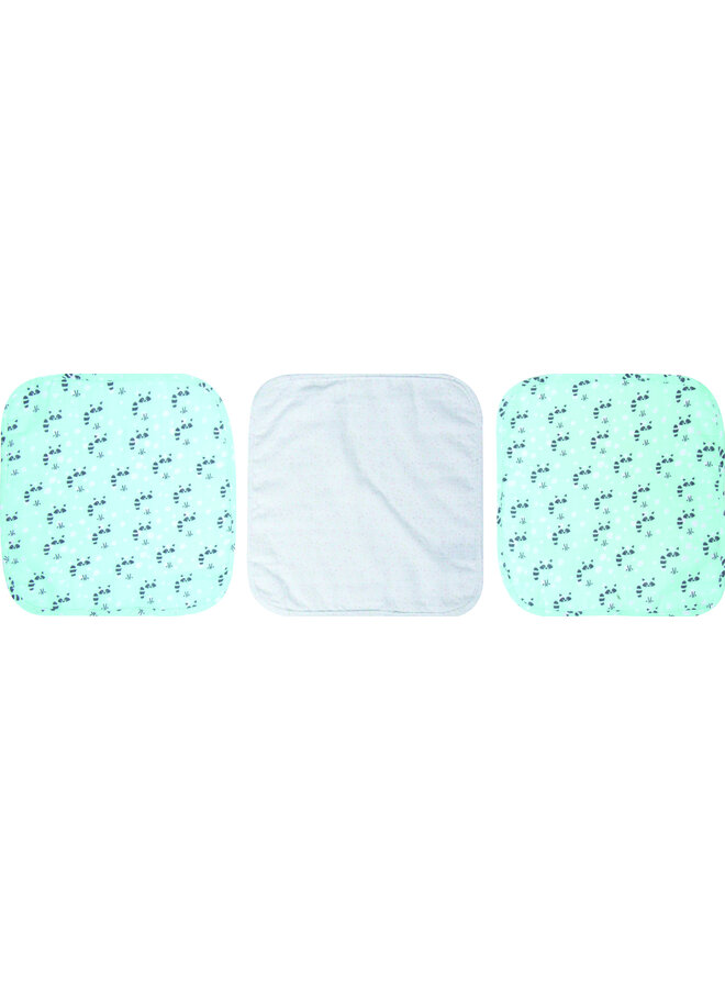 Muslin face cloth 3 pcs. LUMA Racoon Mint