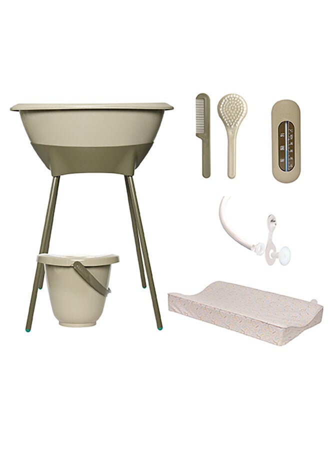 LUMA bath set with changing pad Olive Green