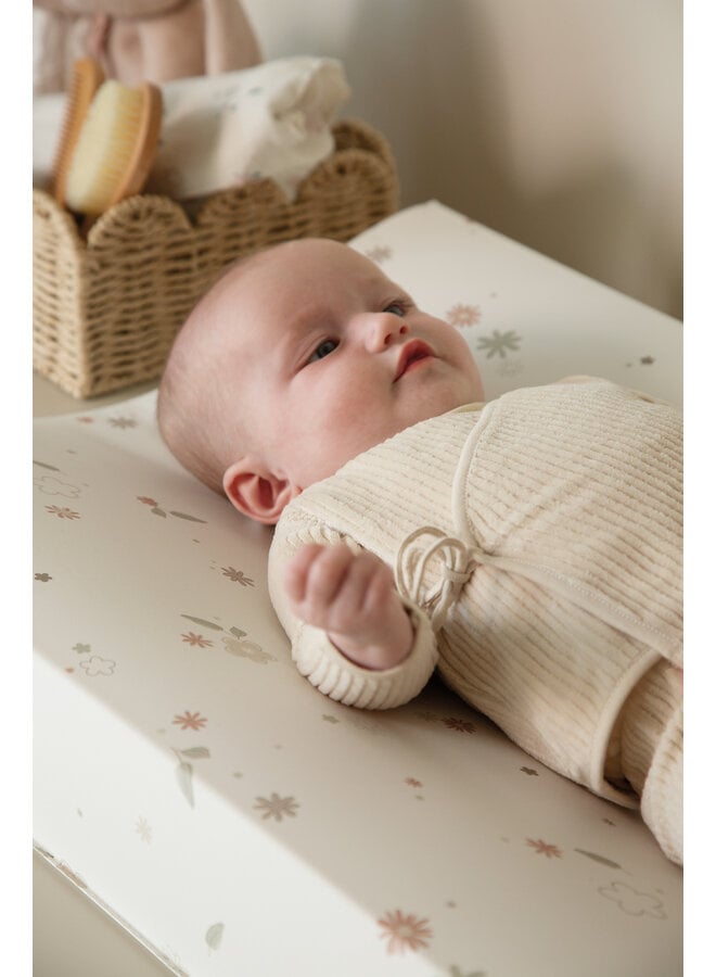 Overslagtruitje + broekje maat 50/56 Soft Sand velvet rib