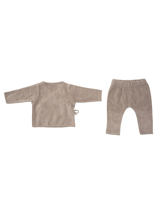 Wickelpullover + Hose 50/56 Urban Taupe velvet rib