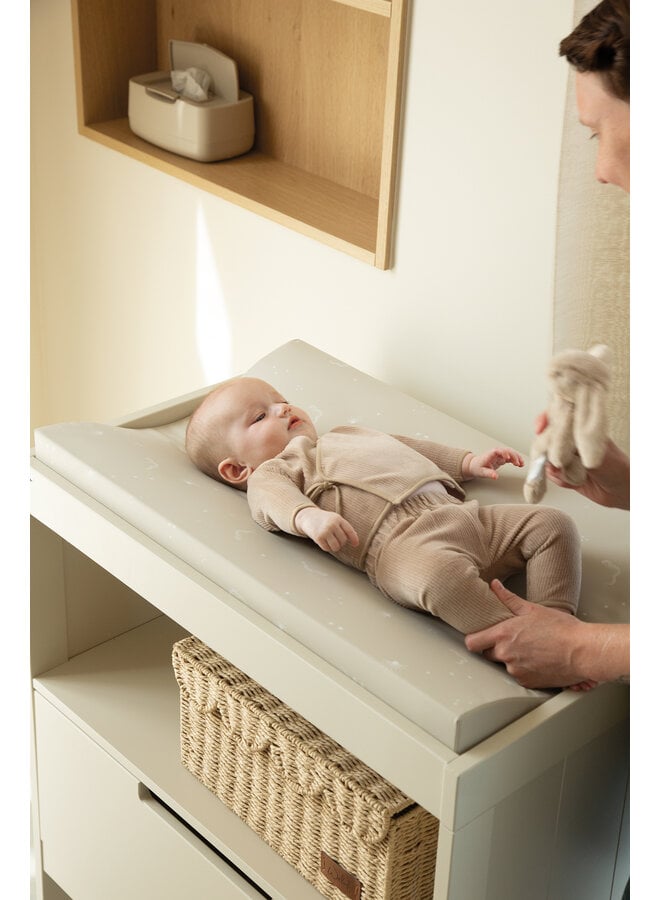 Overslagtruitje + broekje maat 50/56 Urban Taupe velvet rib