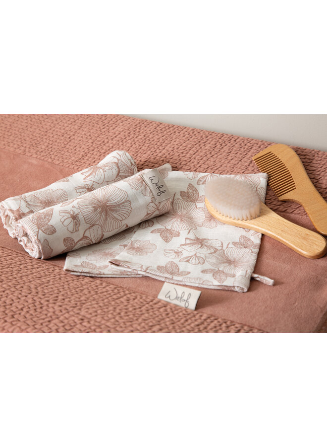 Mulltuch 65*65cm 2-er pack Flower Powder