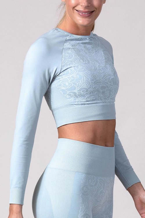 VIANE Long Sleeve  Cropped Shirt VIANE Mirage Grey