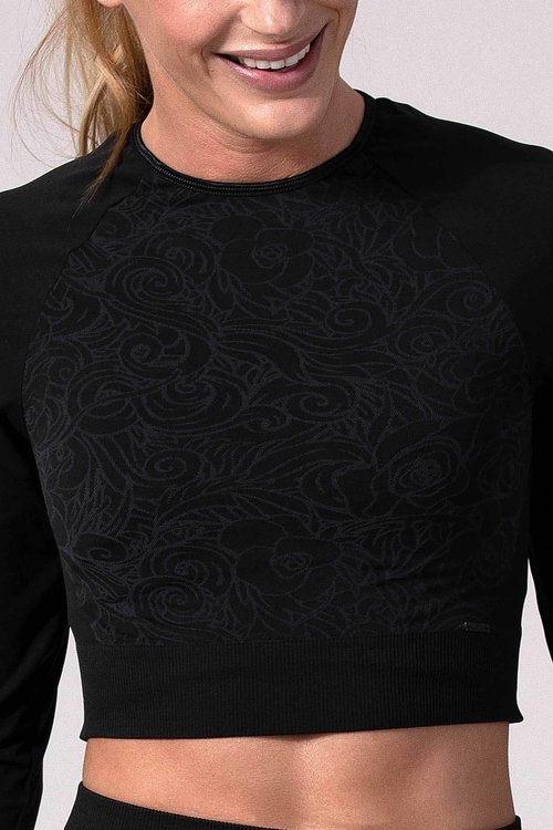 Long Sleeve Cropped Shirt VIANE Jet Black VIANE Long Sleeve Cropped Shirt VIANE Jet Black
