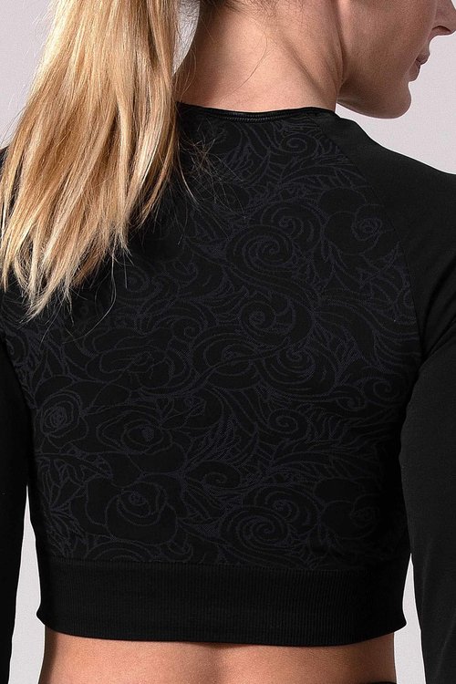 Long Sleeve Cropped Shirt VIANE Jet Black VIANE Long Sleeve Cropped Shirt VIANE Jet Black