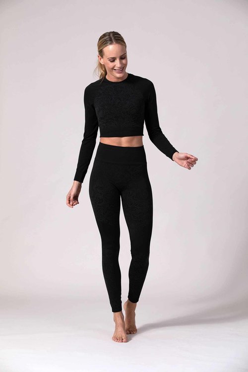 Long Sleeve Cropped Shirt VIANE Jet Black VIANE Long Sleeve Cropped Shirt VIANE Jet Black