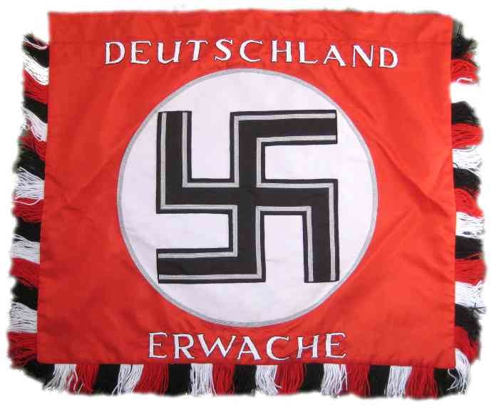 Deutschland Erwache Hand Sewn Banner Don Militaria
