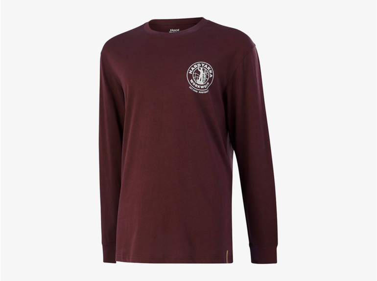 Hard Yakka Hard Yakka Long Sleeve Heritage Icon Tee Burgundy