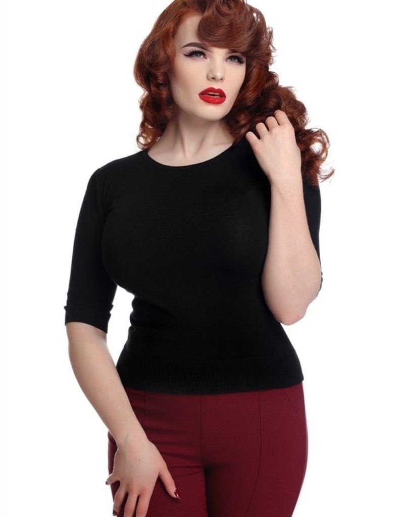 Collectif Chrissie  Plain knitted top black