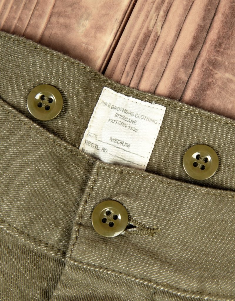 Pike Brothers Superior Garment 1952 Pattern Trousers olive selvage